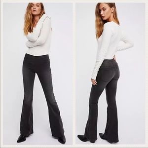 FREE PEOPLE Black Penny Pull On Flare Jeans